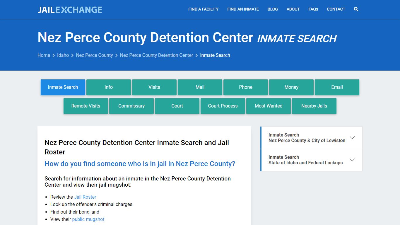 Nez Perce County Detention Center Inmate Search - Jail Exchange